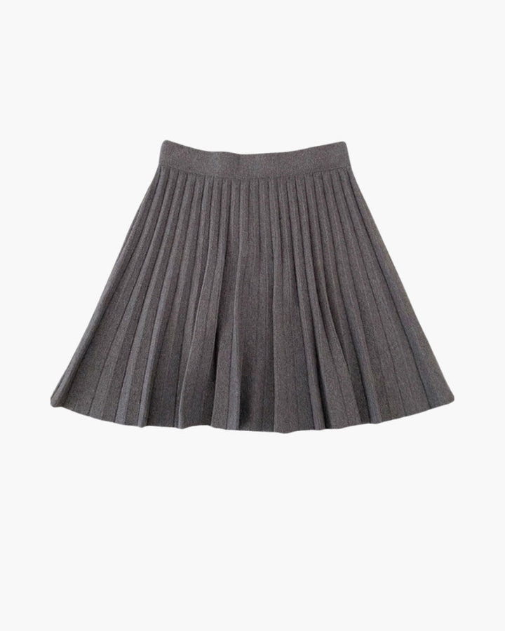 Pleated Wool Mini Skirt