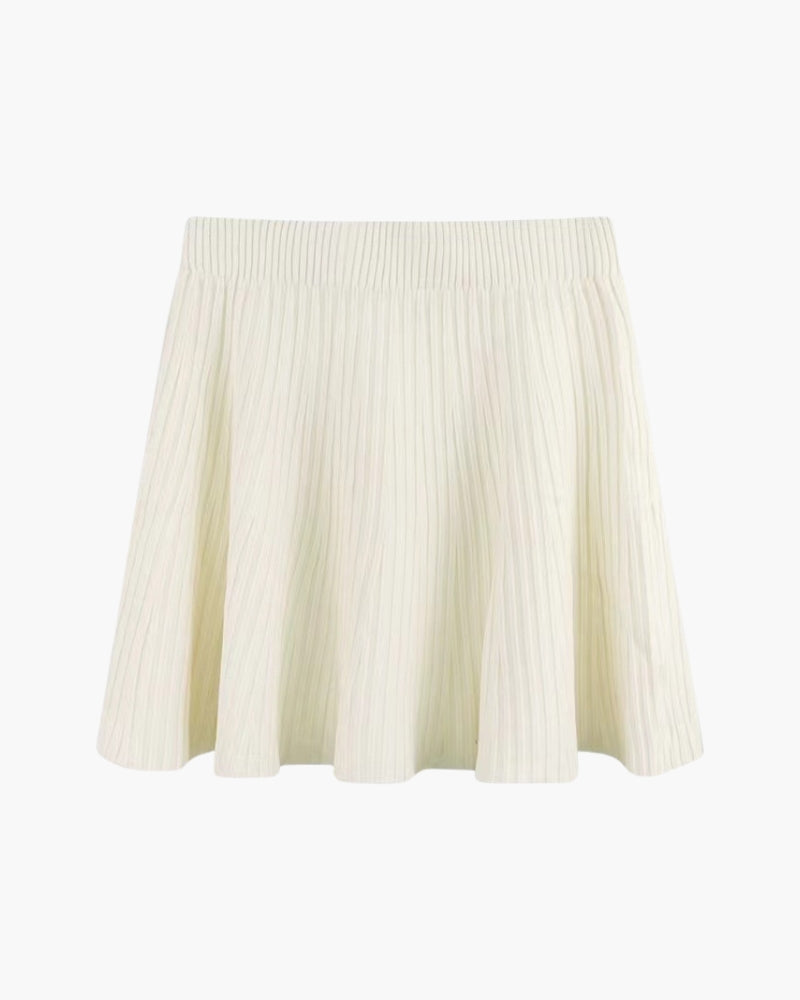 Pleated Wool Mini Skirt
