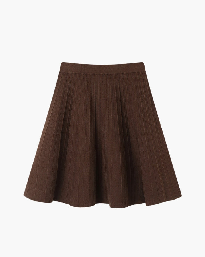 Pleated Wool Mini Skirt