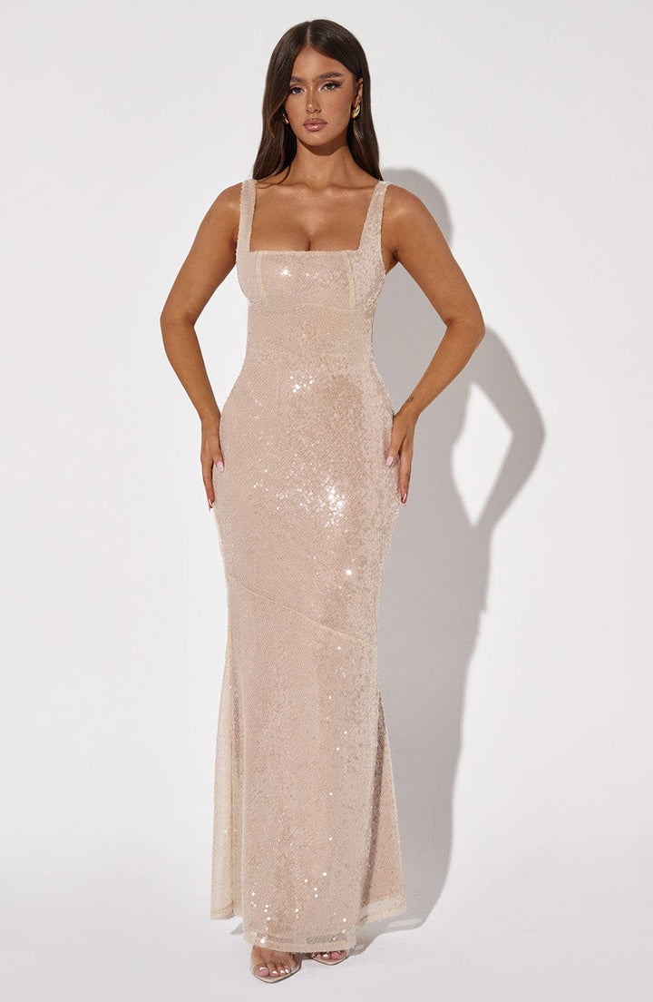 Corinne Maxi Dress in Nude