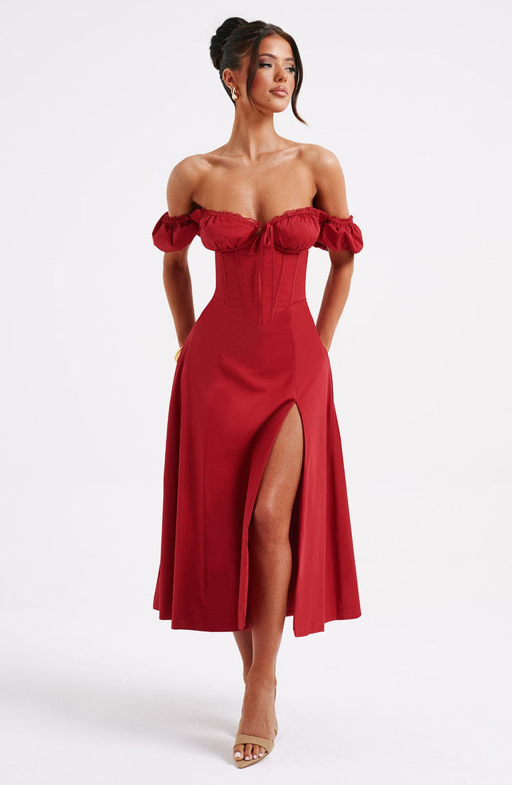 Courtney Midi Dress in Red