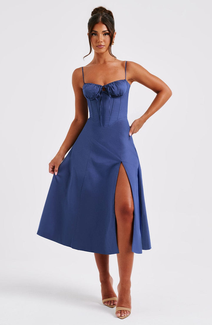 Deanna Midi Dress - Navy Blue