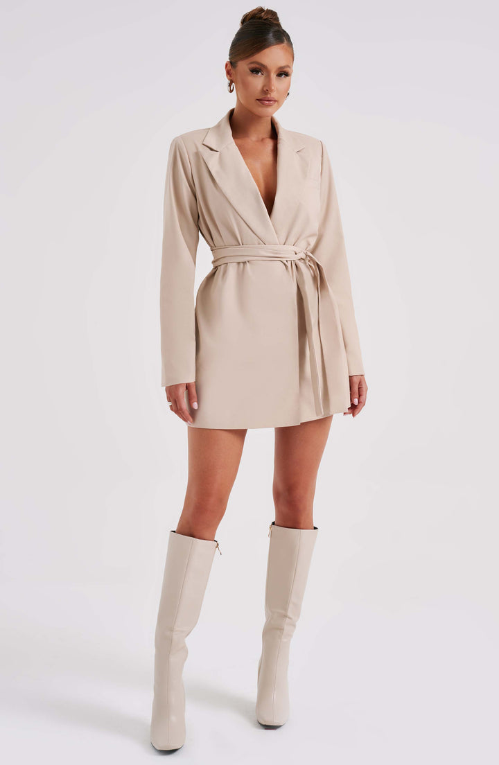 Beige Heather Blazer Dress