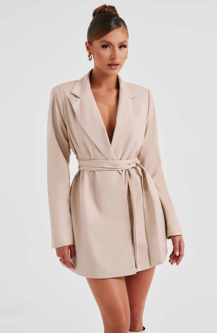 Beige Heather Blazer Dress