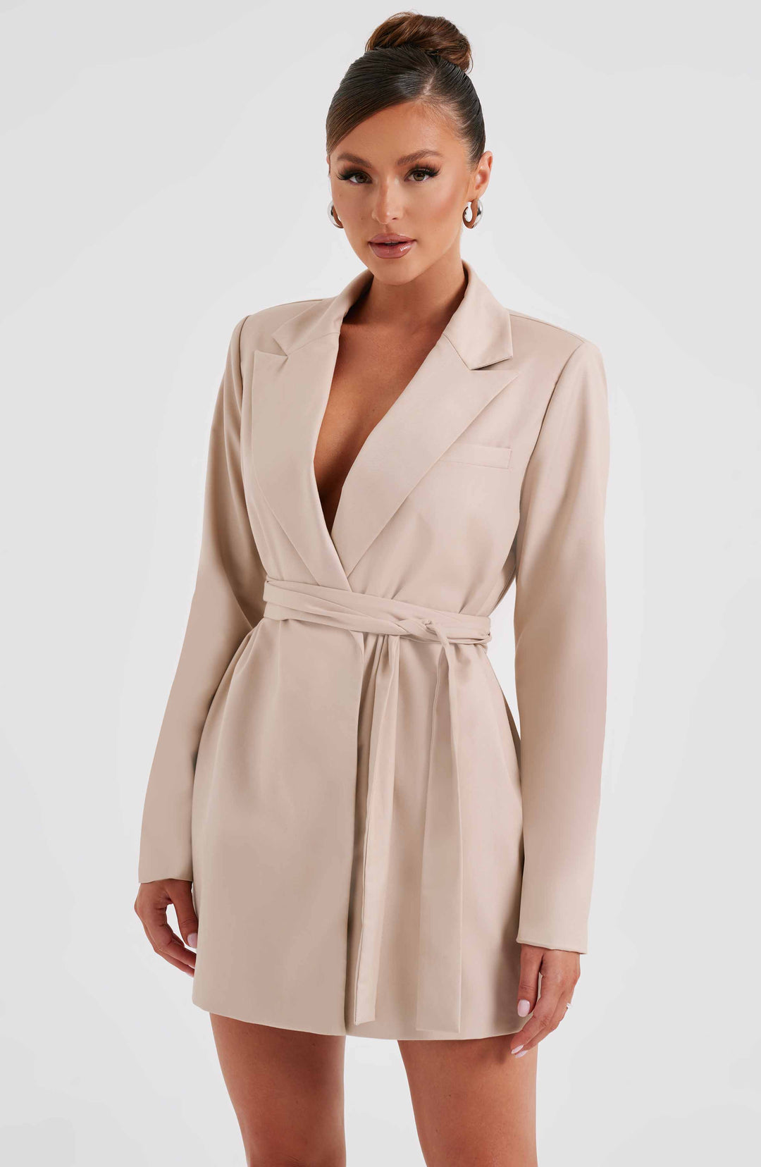 Beige Heather Blazer Dress