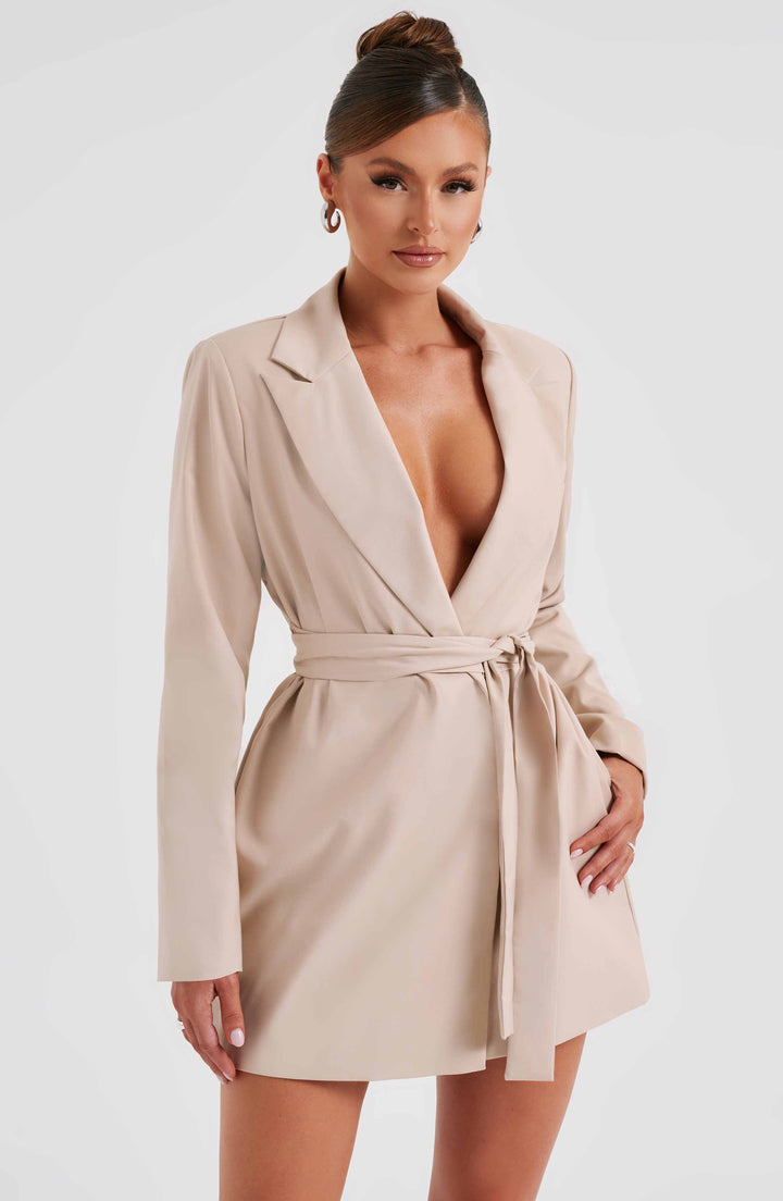 Beige Heather Blazer Dress