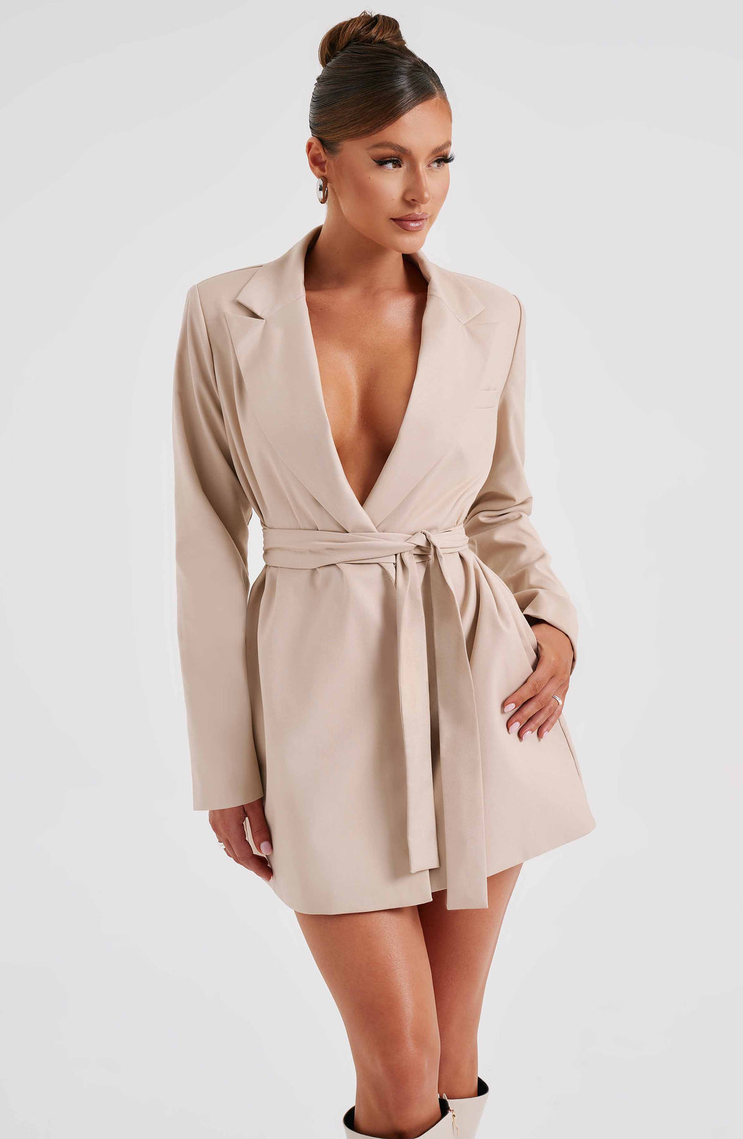 Beige Heather Blazer Dress
