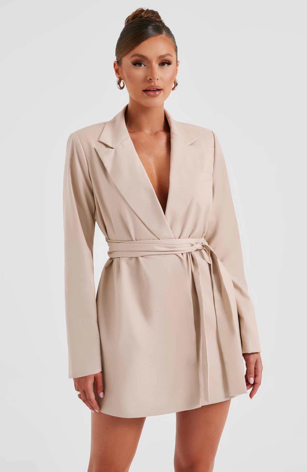 Beige Heather Blazer Dress