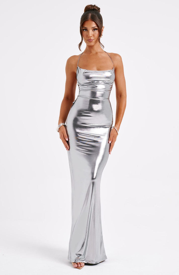 Talisa Maxi Dress in Gunmetal